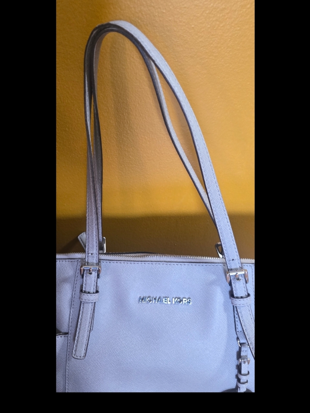 Michael Kors Jet Set Top Zip Saffiano Tote Bag Charlotte Dove Gray - Picture 5 of 9